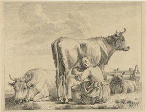 Melkmeid door Pieter de Mare