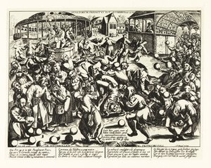 Een festival van dwazen, Middeleeuwen door Pieter the Elder (after) Bruegel