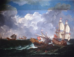Slagschip door Pieter the Younger Mulier