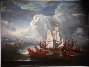 Slagschip door Pieter the Younger Mulier