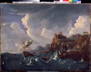 Stormachtige zee door Pieter the Younger Mulier