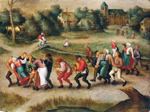 Bedevaart van epileptici naar Molenbeek door Pieter the Younger Brueghel