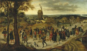 De huwelijksstoet door Pieter the Younger Brueghel