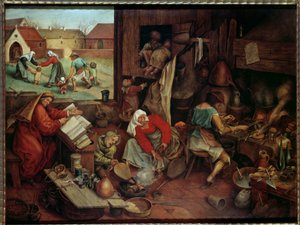 De alchemist schilderij door Pieter de Jonge, genaamd Brueghel d