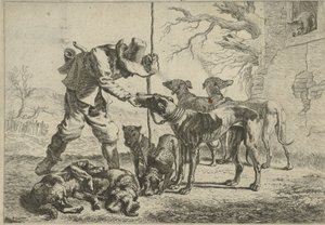 Jager met zeven honden