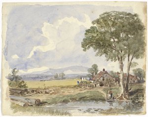 Landschap met boerderij door Pieter van Loon