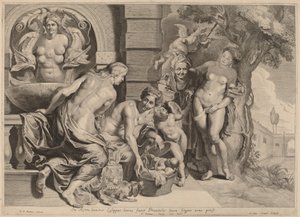 Erichthonius in zijn mand door Pieter van Sompel after Sir Peter Paul Rubens