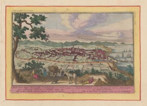 Gezicht op de stad Barcelona door Pieter van den Berge