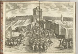Intocht van aartshertog Ernst bij een stadspoort van Brussel, 1594 door Pieter van der Borcht (I) (attributed to)