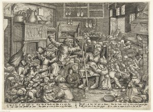 De schoenmaker en de spinster als schoolmeesters door Pieter van der Borcht (I)