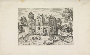 Kasteel aan een rivier door Pieter van der Borcht (I)