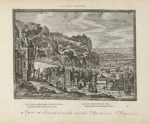 Landschap met de verdrijving van Hagar en Ismaël door Abraham