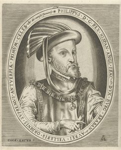 Portret van Filips II, koning van Spanje (Portretten van heersers) door Pieter van der Heyden