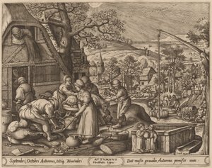 Herfst door Pieter van der Heyden after Hans Bol