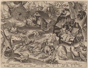 Luiheid door Pieter van der Heyden after Pieter Bruegel the Elder