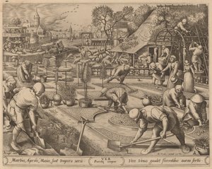 Lente door Pieter van der Heyden after Pieter Bruegel the Elder