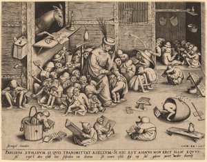 De ezel op school door Pieter van der Heyden after Pieter Bruegel the Elder