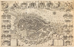 Kaart van Hamburg, 1644 door Pietersen