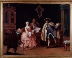 De muziekles door Pietro (after) Longhi