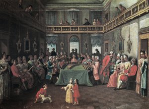 Concert in een privéhuis door Pietro (school of) Longhi