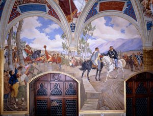 Victor Emanuel II ontmoet Giuseppe Garibaldi in Teano