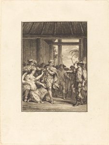 De ontdekking van de nieuwe wereld door Pietro Antonio Martini after Jean Michel Moreau