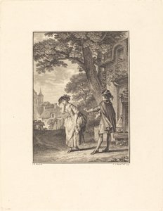Le Devin du Village (Colette huilt) door Pietro Antonio Martini after Jean Michel Moreau