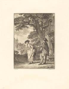 Le Devin du Village (Colette huilend) door Pietro Antonio Martini after Jean Michel Moreau