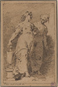Twee jonge vrouwen door Pietro Antonio Novelli