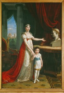 Elisa Bonaparte, zus van Napoleon I, Groothertogin van Toscane, met haar dochter Napoleone-Elisa ...