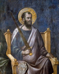 Het Laatste Oordeel: detail van de apostel Sint Paulus (fresco) door Pietro Cavallini