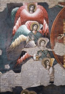 Het Laatste Oordeel, detail van engelen - Fresco door Pietro Cavallini