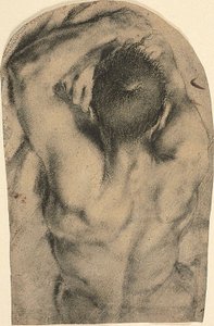 Half-Lengte Liggende Mannelijke Naakt Gezien van Achteren, c.1590