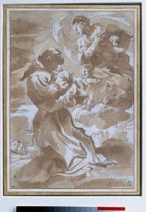 De Maagd vertrouwt het kind Jezus toe aan Sint Franciscus van Assisi door Pietro Faccini