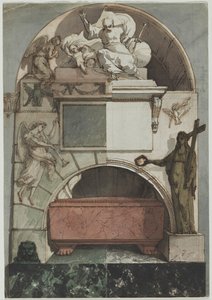 Ontwerp voor een Fresco van een Graf van een Kunstenaar in de Certosa van Bologna (recto) door Pietro Fancelli