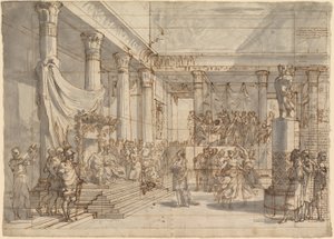 Timotheus Speelt de Lier voor Alexander en Thaïs in de Hal van het Paleis van Persepolis