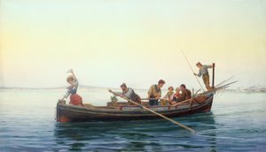 Op weg naar huis, de baai van Napels door Pietro Gabrini