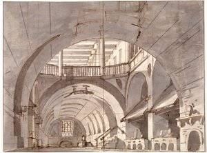 Toneelontwerp voor een theaterstuk, 1800s