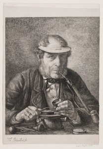 Portret van de vader van de kunstenaar, medailleur F.C. Krohn