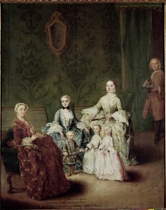 Portret van de familie Sagredo. Schilderij door Pietro Longhi (1702-1785) door Pietro Longhi