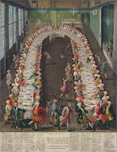 Het banket in Casa Nani, gegeven ter ere van hun gast, Clemente Augusto, keurvorst-aartsbisschop van Keulen, op 9 september 1755