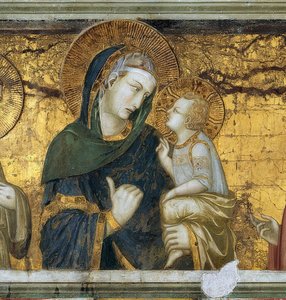 De Maagd met het Kind tussen Franciscus van Assisi en Johannes de Evangelist. (detail). Ca. 1315-1319