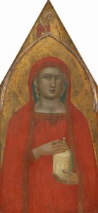 Sint Maria Magdalena, met een Engel [linker paneel] door Pietro Lorenzetti