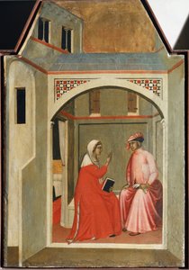 Scheiding van Sint Humilitas en haar echtgenoot (detail) door Pietro Lorenzetti