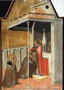 Ugolotti neemt het monnikskleed aan (detail) door Pietro Lorenzetti