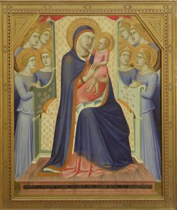 Maagd en kind op de troon met engelen, 1340 door Pietro Lorenzetti