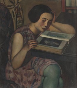 Jong meisje lezend, 1928 door Pietro Marussig