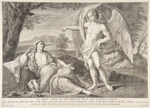 Een engel verschijnt aan Hagar, 1727-72 door Pietro Monaco