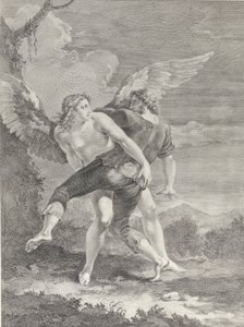 Jacob worstelt met de engel, 1730-39 door Pietro Monaco