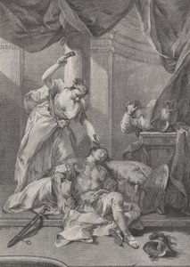 Jael slaat een tentpin in de slaap van de slapende Sisera, ca. 1730-39